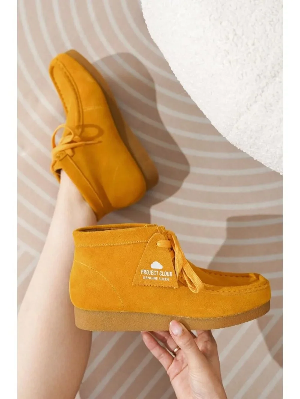 Women's Mustard Genuine Leather Comfortable Non-Slip Memory Foam Ankle & Booties